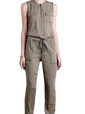 elevenses ANTHROPOLOGIE Olive Green Utility Jumpsuit w/ Drawstring Size Small